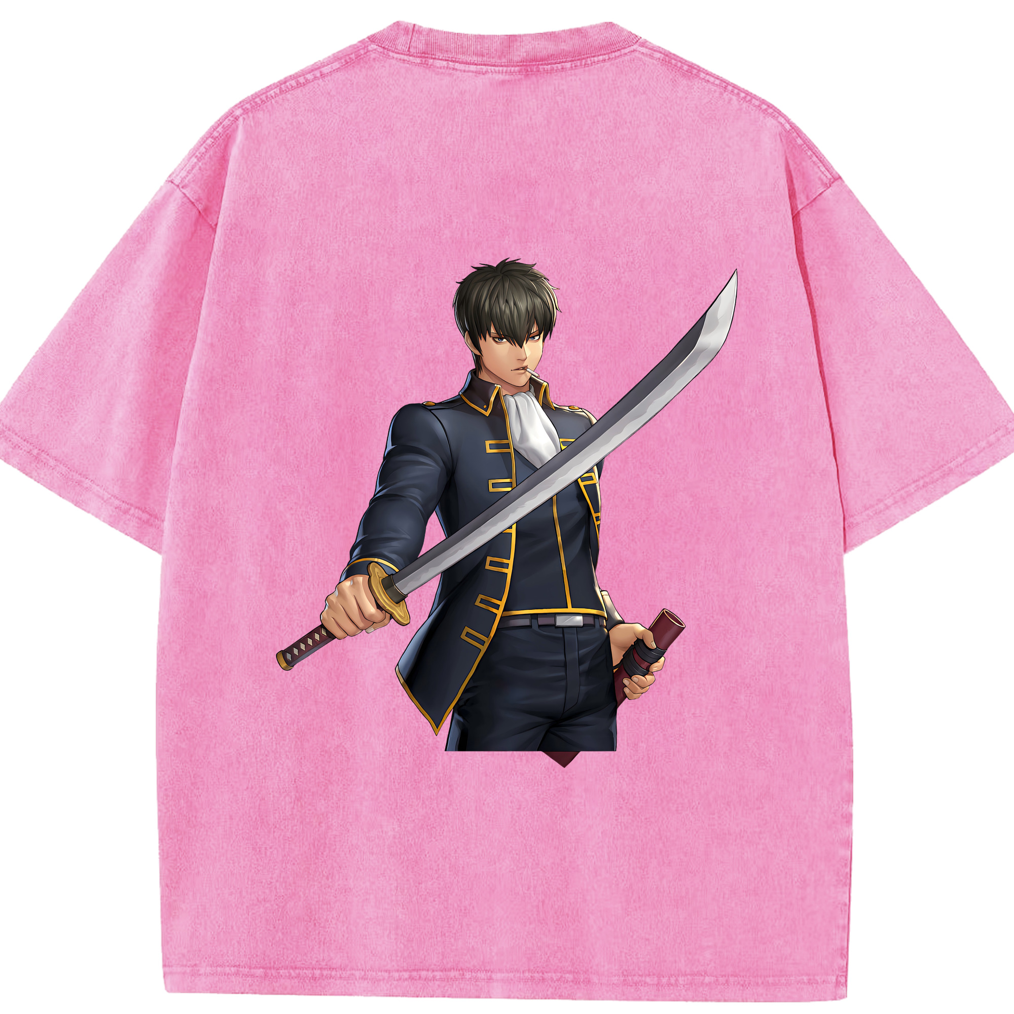 （画像用） ぎんたま 坂田銀時（さかたぎんとき） 神楽 志村新八（しむら しんぱち） GINTAMA Sakata Gintoki Kagura Shimura Shinpachi 綿100% ヴィンテージ風 半袖Tシャツ（背面プリント）